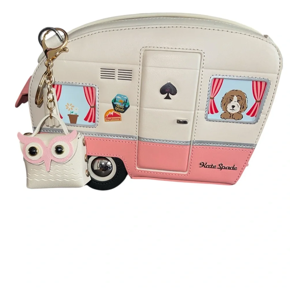 NEW! SMALL LIGHT COFFEE OWL BAG CHARM KEYCHAIN